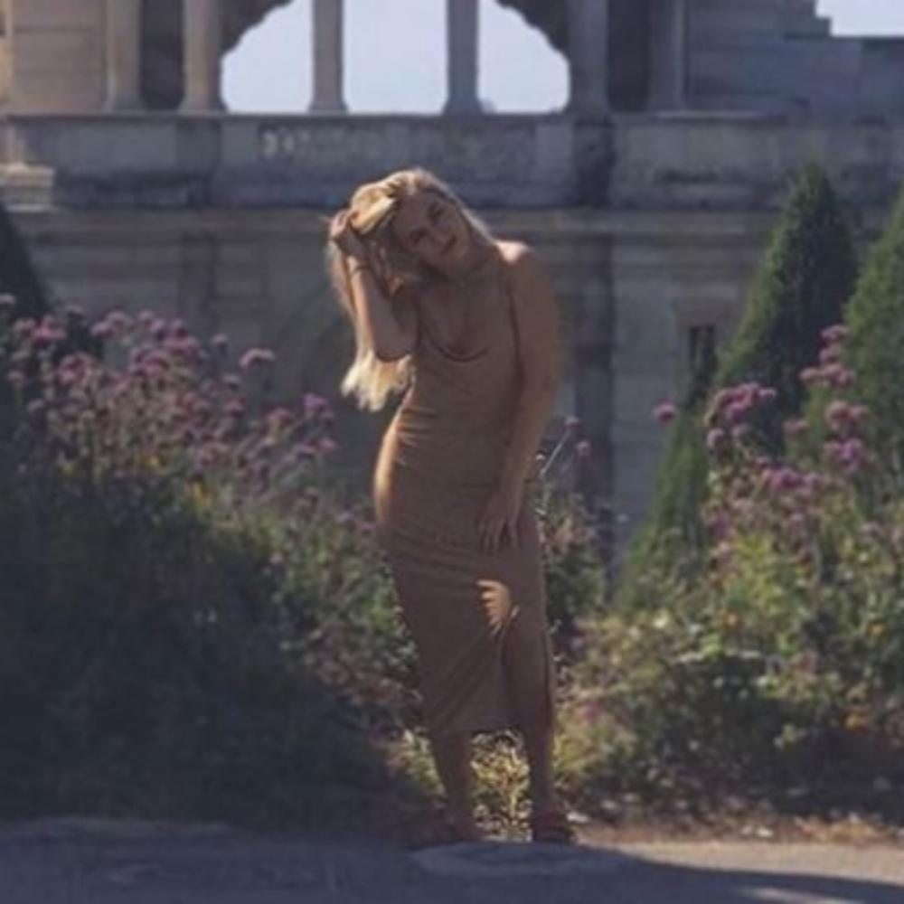 Beige Draping Dress